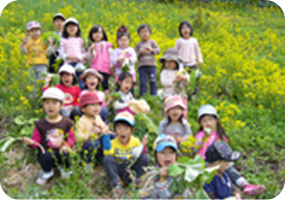 つばさ組（4歳児） 菜の花畑でヤッホー